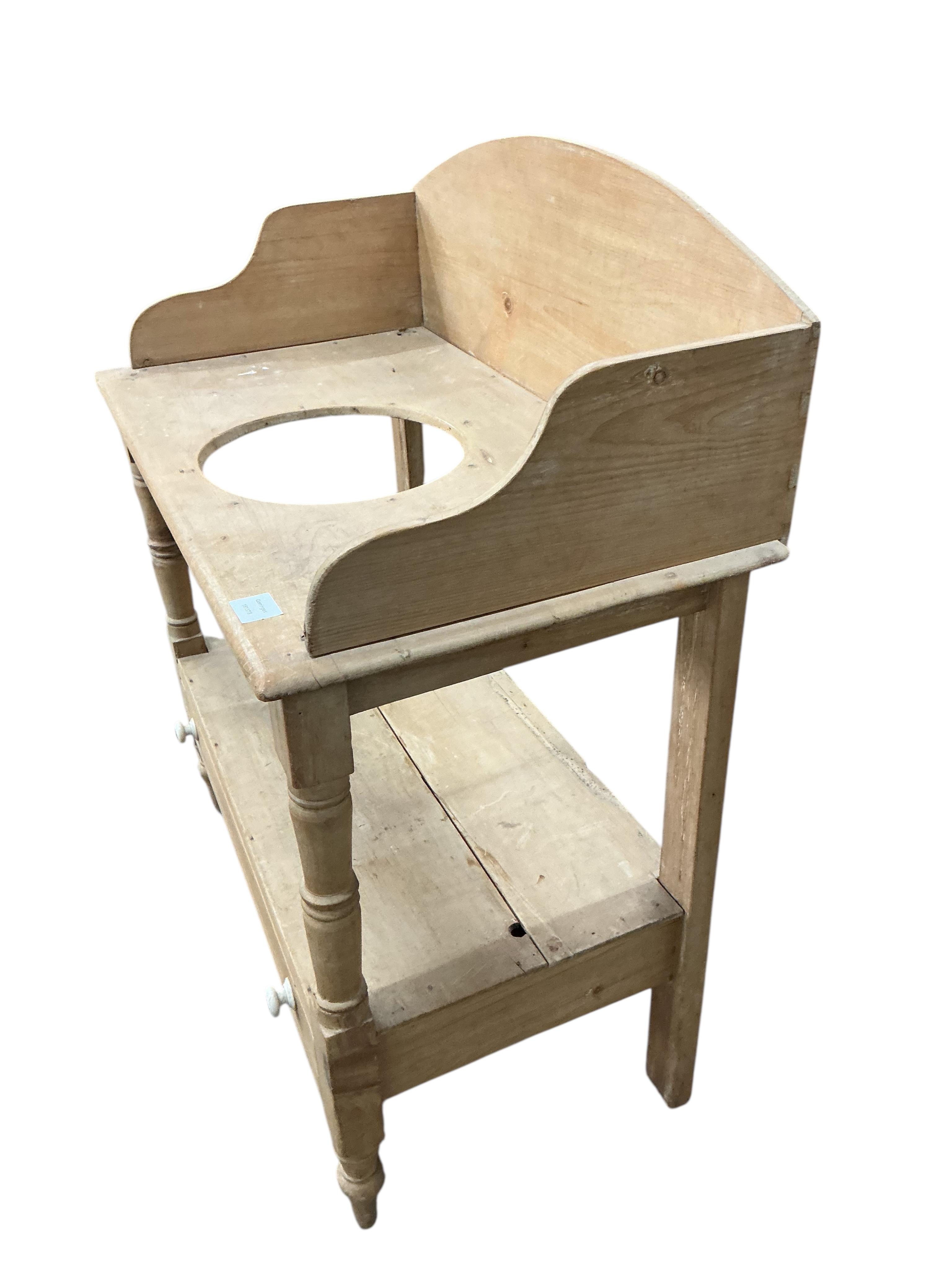 A Victorian pine two tier wash stand, width 83cm, depth 45cm, height 99cm